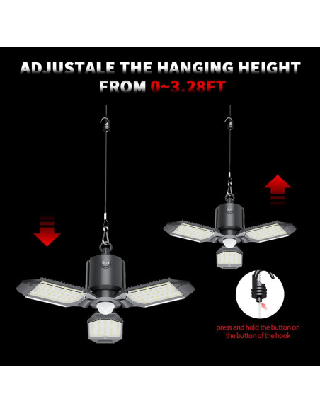 Luz de Garaje LED 80W con Sensor de Movimiento 8000LM Luz de Garaje LED 80W con Sensor de Movimiento 8000LM