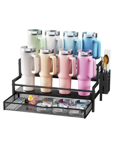 Organizador de Botellas de Agua Kssiaz 2 Niveles 40 oz Negro