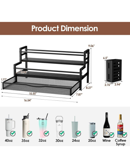 Organizador de Botellas de Agua Kssiaz 2 Niveles 40 oz Negro Organizador de Botellas de Agua Kssiaz 2 Niveles 40 oz Negro