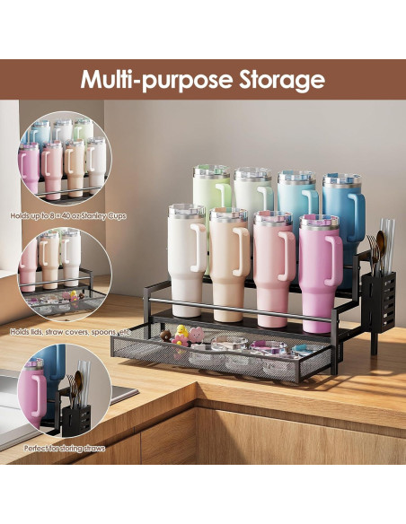Organizador de Botellas de Agua Kssiaz 2 Niveles 40 oz Negro Organizador de Botellas de Agua Kssiaz 2 Niveles 40 oz Negro