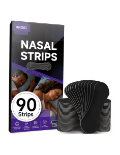 Tiras Nasales AROIC 90 Pcs Negras para Ronquidos y Sueño