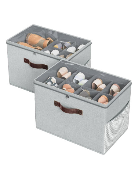Organizador de Zapatos Budding Joy 2 Pack Plegable Gris Claro Organizador de Zapatos Budding Joy 2 Pack Plegable Gris Claro