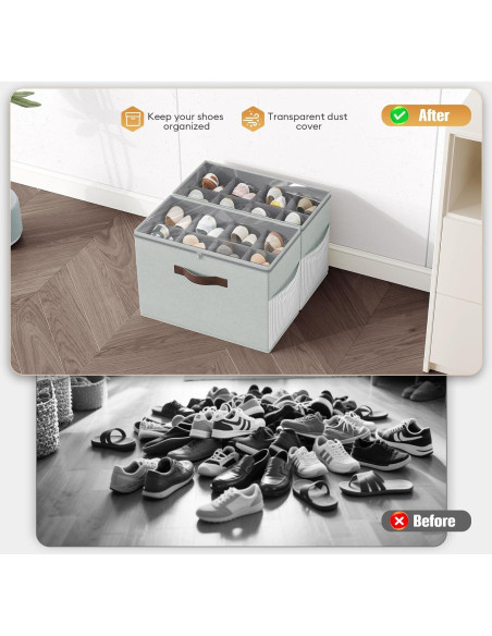 Organizador de Zapatos Budding Joy 2 Pack Plegable Gris Claro Organizador de Zapatos Budding Joy 2 Pack Plegable Gris Claro