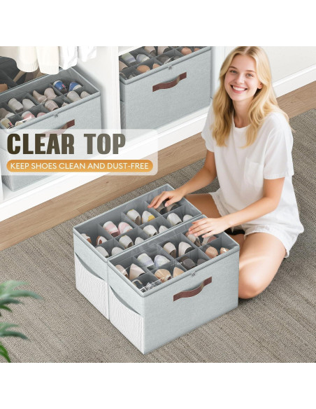 Organizador de Zapatos Budding Joy 2 Pack Plegable Gris Claro Organizador de Zapatos Budding Joy 2 Pack Plegable Gris Claro