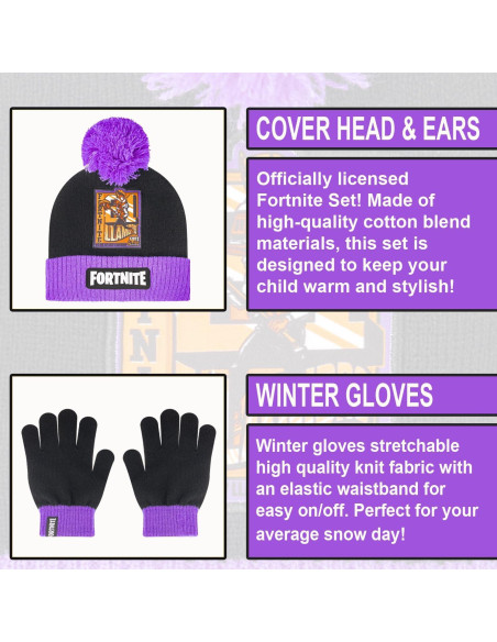 Set Gorro y Guantes de Invierno Fortnite Niños 5-13 Años Set Gorro y Guantes de Invierno Fortnite Niños 5-13 Años