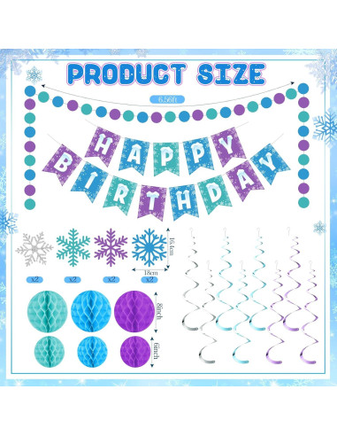 Decoraciones de Cumpleaños Congelado Funrous - Copos de Nieve