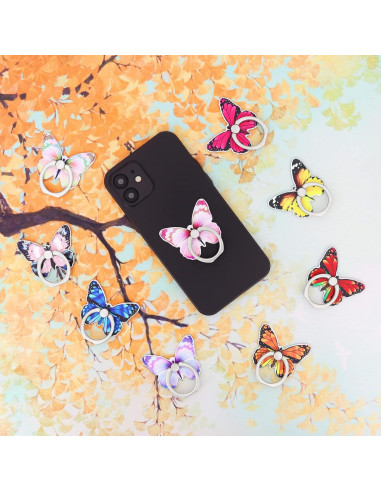 Soporte Anillo Teléfono Celular LaMignonne Mariposa Azul 360