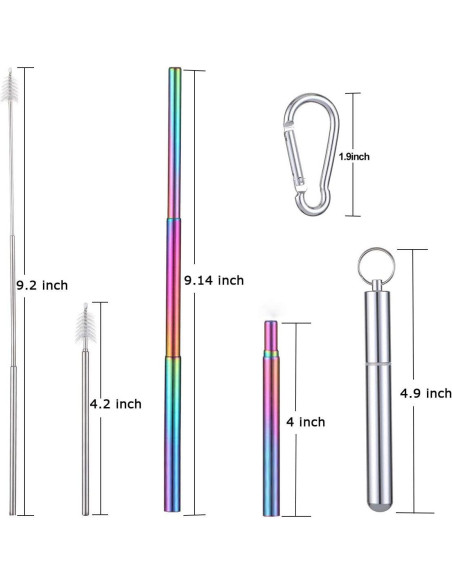 Popote Plegable Reutilizable Angzhili de Acero Inoxidable Negro Popote Plegable Reutilizable Angzhili de Acero Inoxidable Negro