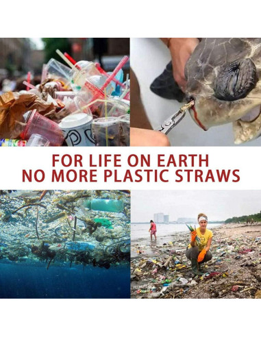 Popote Plegable Reutilizable Angzhili de Acero Inoxidable Negro