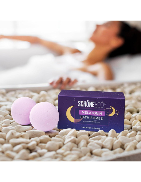 Bombas de Baño de Melatonina Schone Body - Set de 2 - Infundidas con Lavanda y Manzanilla Bombas de Baño de Melatonina Schone Body - Set de 2 - Infundidas con Lavanda y Manzanilla