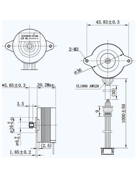 Motor Pancake NEMA 14 36mm Mejorado Alta Temperatura 180C Motor Pancake NEMA 14 36mm Mejorado Alta Temperatura 180C