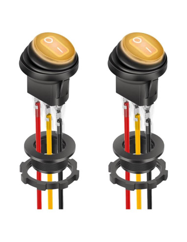 Interruptor Rocker Redondo 12V LAINLOY Amarillo LED Impermeable