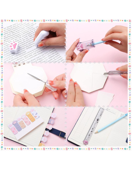 Juego de Papelería Kawaii 8 Piezas Kogcmeetl Patita de Gato Juego de Papelería Kawaii 8 Piezas Kogcmeetl Patita de Gato