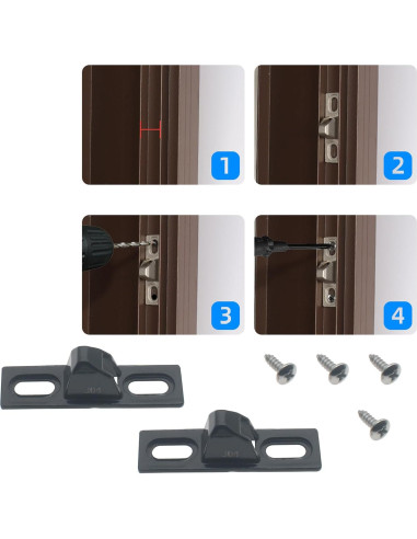 Cerradura de Puerta Corrediza Acero Inoxidable Negro 2 Pcs