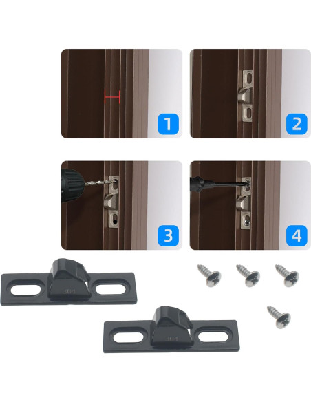 Cerradura de Puerta Corrediza Acero Inoxidable Negro 2 Pcs Cerradura de Puerta Corrediza Acero Inoxidable Negro 2 Pcs