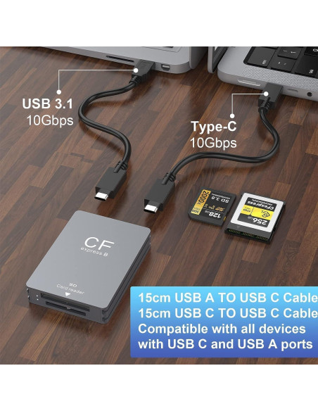 Lector de tarjetas CFexpress Tipo B y SD Rocketek 10Gbps Lector de tarjetas CFexpress Tipo B y SD Rocketek 10Gbps