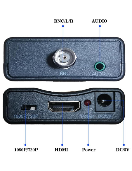 Adaptador BNC a HDMI Meekwds 720P 1080P para CCTV Adaptador BNC a HDMI Meekwds 720P 1080P para CCTV