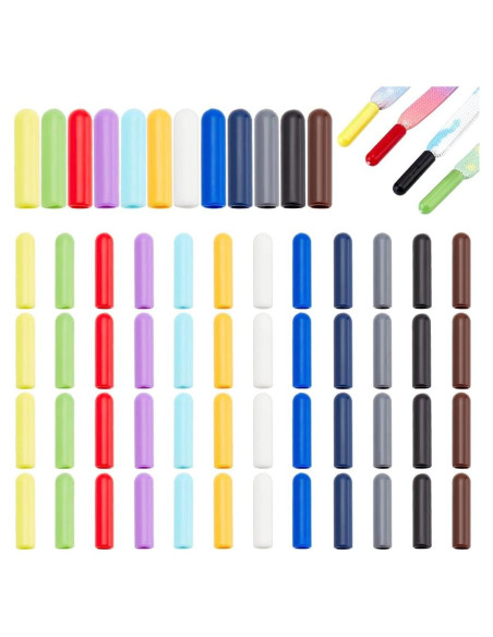 48 Puntas de Cordones Plástico PH PandaHall 12 Colores 20x5mm 48 Puntas de Cordones Plástico PH PandaHall 12 Colores 20x5mm
