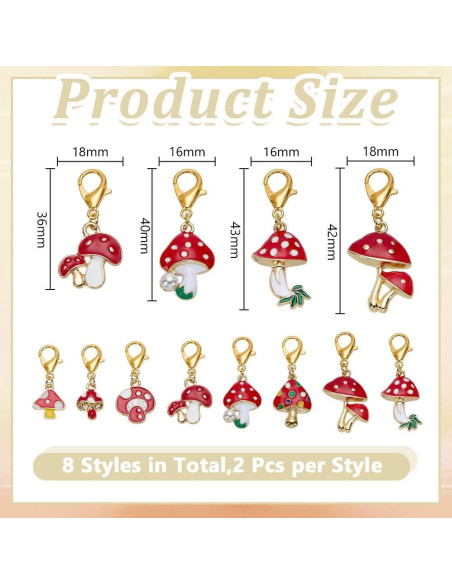 Marcadores de Puntos de Hongo HOBBIESAY 16 Piezas Accesorios Tejido Marcadores de Puntos de Hongo HOBBIESAY 16 Piezas Accesorios Tejido
