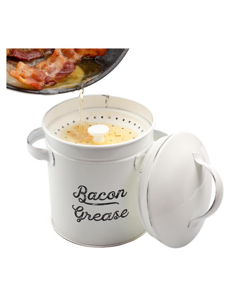 Contenedor de Grasa AuldHome Design Blanco 0.77L con Colador Contenedor de Grasa AuldHome Design Blanco 0.77L con Colador