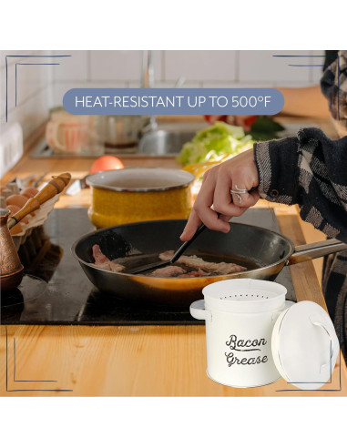 Contenedor de Grasa AuldHome Design Blanco 0.77L con Colador
