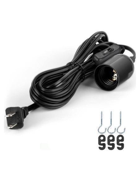 Cable de Lámpara Colgante JACKYLED 20 pies Negro E26 E27 Cable de Lámpara Colgante JACKYLED 20 pies Negro E26 E27