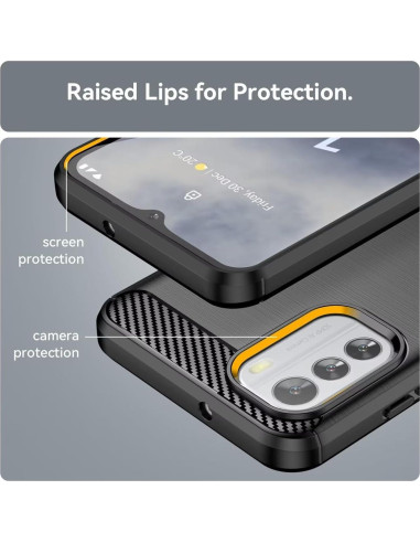 Funda para Nokia G60 - TPU Fibra de Carbono Negra Ultra Delgado