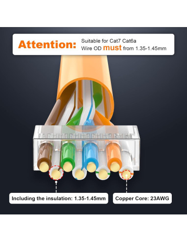 Conectores RJ45 Blindados VCELINK Cat6A/Cat7 Paquete de 25