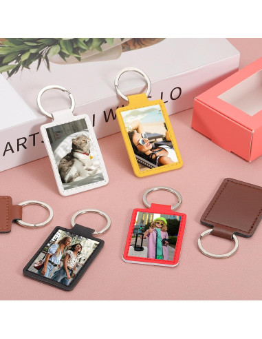 Llaveros de Cuero PU en Blanco para Sublimación PATIKIL - 10 Pcs