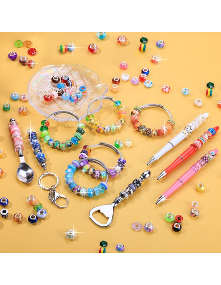 AIPRIDY 130 Perlas de Joyería de Gran Agujero Coloridas AIPRIDY 130 Perlas de Joyería de Gran Agujero Coloridas