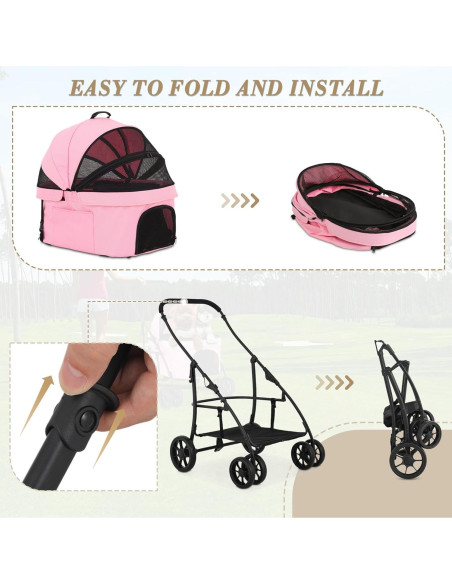 Carrito para Mascotas Athena Rosa Plegable 20.4 kg Carrito para Mascotas Athena Rosa Plegable 20.4 kg