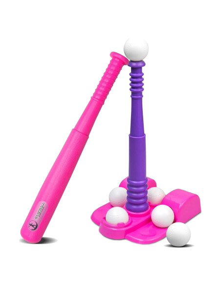 Conjunto T-Ball TOMLEON para Niñas 3-8 Años con Tee Ajustable Conjunto T-Ball TOMLEON para Niñas 3-8 Años con Tee Ajustable