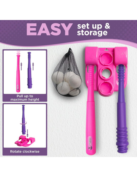 Conjunto T-Ball TOMLEON para Niñas 3-8 Años con Tee Ajustable Conjunto T-Ball TOMLEON para Niñas 3-8 Años con Tee Ajustable