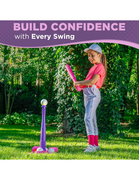 Conjunto T-Ball TOMLEON para Niñas 3-8 Años con Tee Ajustable Conjunto T-Ball TOMLEON para Niñas 3-8 Años con Tee Ajustable