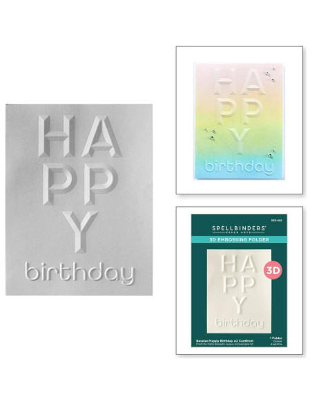 Carpeta de Embossing 3D Spellbinders Feliz Cumpleaños A2 Carpeta de Embossing 3D Spellbinders Feliz Cumpleaños A2
