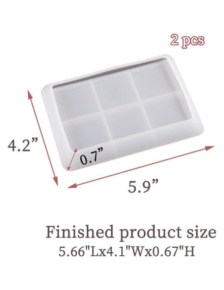 Molde de bandeja rectangular de silicona BIGEBO 2 piezas 15.2x10.7 cm Molde de bandeja rectangular de silicona BIGEBO 2 piezas 15.2x10.7 cm