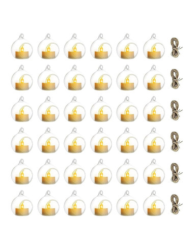 Soporte de Vela Colgante NUPTIO de Vidrio 6 cm - 36 Pcs