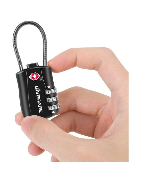 Candado de Equipaje GIVERARE TSA 3 Dígitos Negro Irrompible Candado de Equipaje GIVERARE TSA 3 Dígitos Negro Irrompible