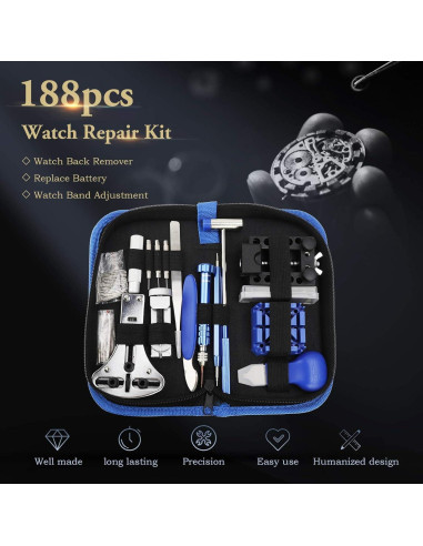 Kit de Herramientas de Reparación de Relojes ONEBOM - 186 Piezas