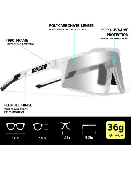 Gafas de sol deportivas VOZAPOW con lentes intercambiables Gafas de sol deportivas VOZAPOW con lentes intercambiables