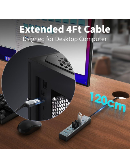 Hub USB 3.0 de 7 Puertos ABFCRTTW con Cable 1.2m - Aluminio Hub USB 3.0 de 7 Puertos ABFCRTTW con Cable 1.2m - Aluminio