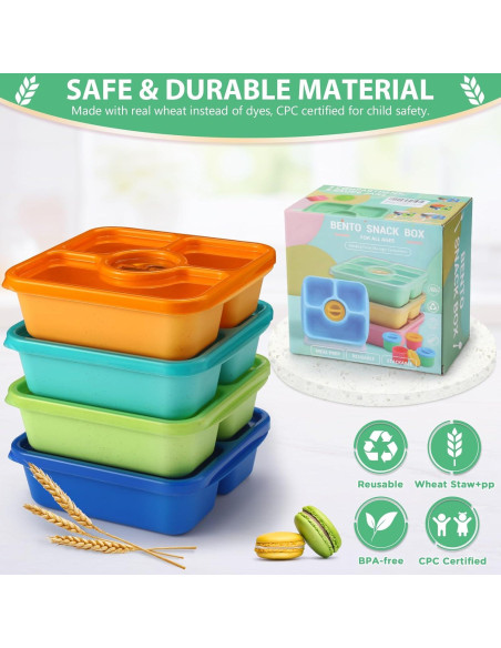 QQKO Bento Snack Box 4 Contenedores Reutilizables 750ml QQKO Bento Snack Box 4 Contenedores Reutilizables 750ml