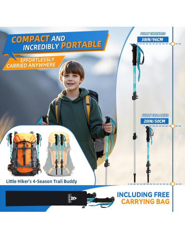 Bastones de Senderismo Plegables Croosse para Niños 50-97cm