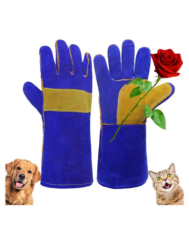 Guantes de Manejo de Animales HANDLANDY - Protección a Prueba de Mordeduras y Espinas - Talla Única 35.56 cm - Azul Real