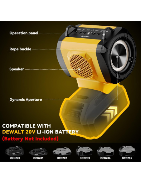 Altavoz Bluetooth Dewalt 20W con USB-C y luces LED Altavoz Bluetooth Dewalt 20W con USB-C y luces LED
