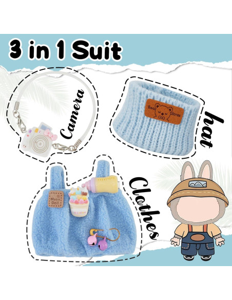 Conjunto de Ropa para Muñeca Labubu Azul 17cm Accesorios Conjunto de Ropa para Muñeca Labubu Azul 17cm Accesorios