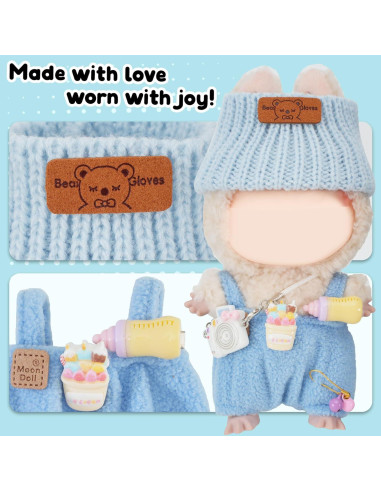 Conjunto de Ropa para Muñeca Labubu Azul 17cm Accesorios