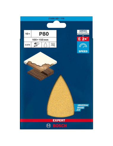 Lija Bosch Expert C470 100x150 mm Grano 80 10 Piezas