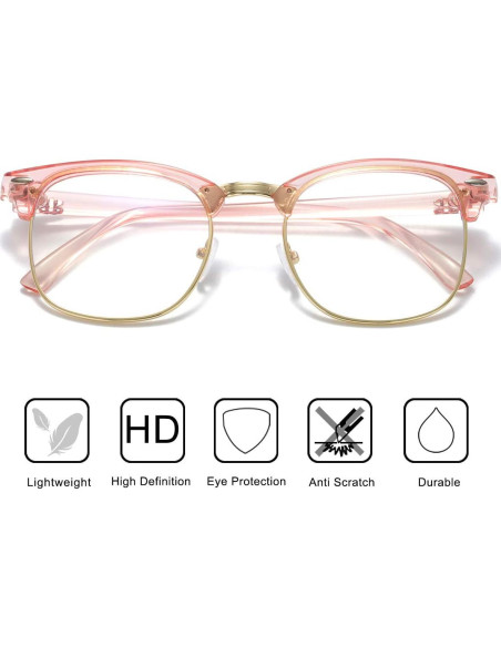 Gafas Semirimless AISSWZBER Vintage Rosa y Dorado Gafas Semirimless AISSWZBER Vintage Rosa y Dorado