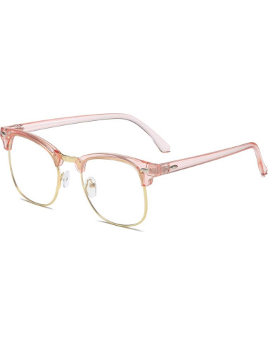 Gafas Semirimless AISSWZBER Vintage Rosa y Dorado